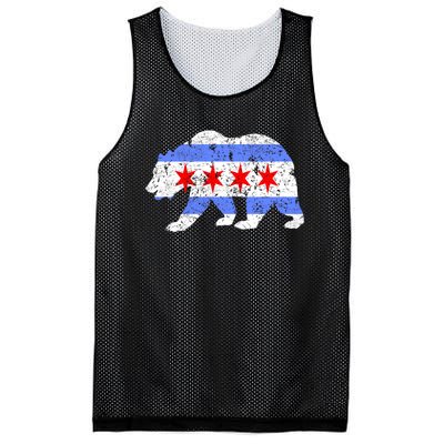 Chicago City Flag Distressed Bear Gift Mesh Reversible Basketball Jersey Tank