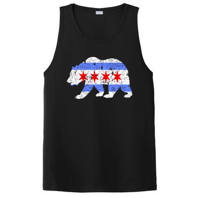 Chicago City Flag Distressed Bear Gift PosiCharge Competitor Tank