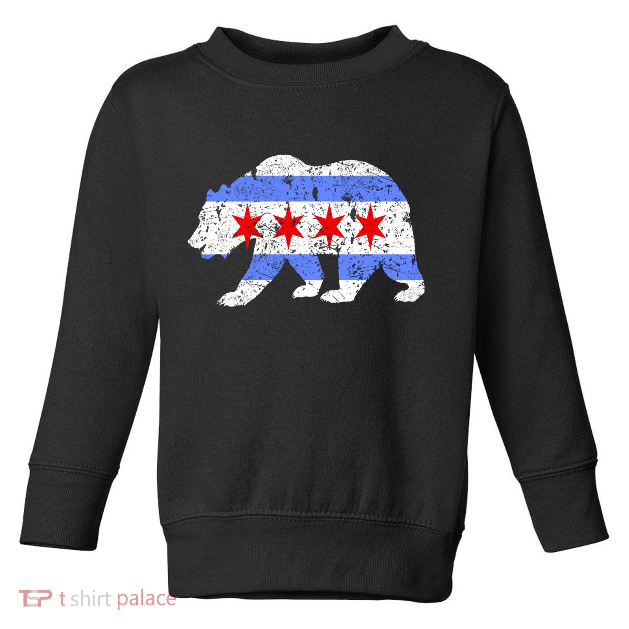 Chicago City Flag Distressed Bear Gift Toddler Sweatshirt