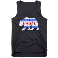 Chicago City Flag Distressed Bear Gift Tank Top