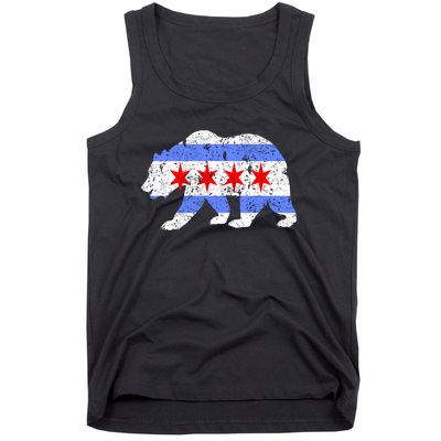 Chicago City Flag Distressed Bear Gift Tank Top