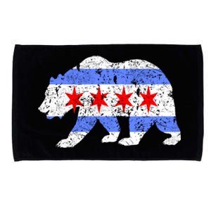 Chicago City Flag Distressed Bear Gift Microfiber Hand Towel