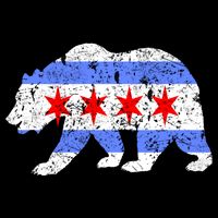 Chicago City Flag Distressed Bear Gift Zip Tote Bag