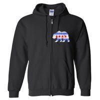 Chicago City Flag Distressed Bear Gift Full Zip Hoodie