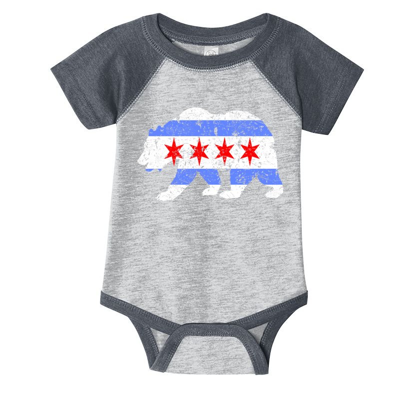Chicago City Flag Distressed Bear Gift Infant Baby Jersey Bodysuit