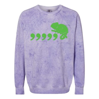 Comma Chameleon Funny Colorblast Crewneck Sweatshirt