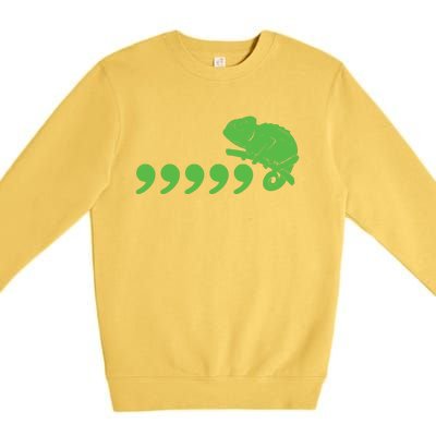 Comma Chameleon Funny Premium Crewneck Sweatshirt