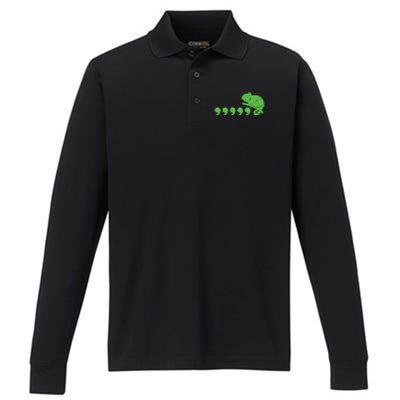 Comma Chameleon Funny Performance Long Sleeve Polo