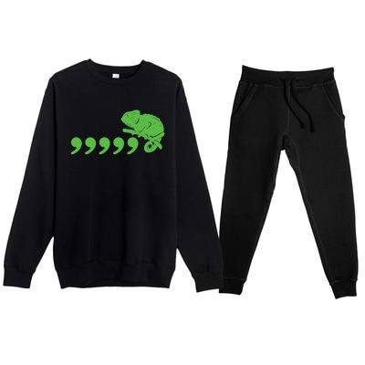 Comma Chameleon Funny Premium Crewneck Sweatsuit Set