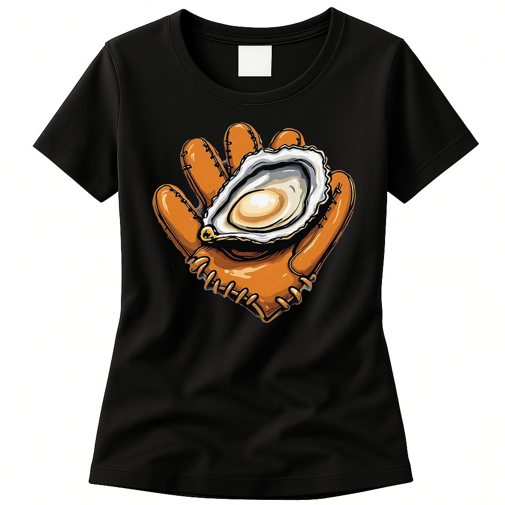 Chesapeake Catchers Funny Baseball Oyster Seafood Lovers Womens T-Shirt