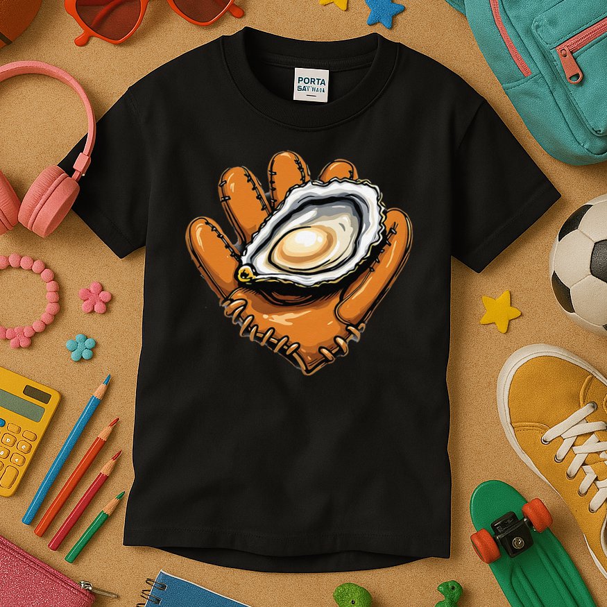 Chesapeake Catchers Funny Baseball Oyster Seafood Lovers Kids T-Shirt