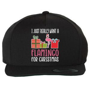 Cute Christmas Flamingo I Want A Flamingo Funny Gift Wool Snapback Cap