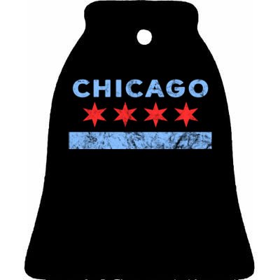 Chicago - Chicago Flag Sweatshirt Sweatshirt Ceramic Bell Ornament