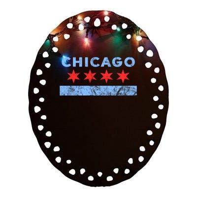 Chicago - Chicago Flag Sweatshirt Sweatshirt Ceramic Oval Ornament