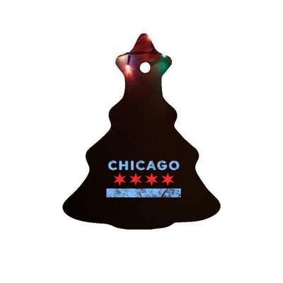 Chicago - Chicago Flag Sweatshirt Sweatshirt Ceramic Tree Ornament