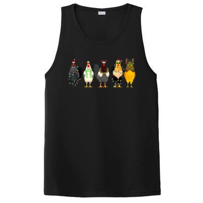 Christmas Chickens Funny Chicks Xmas Lights Cat Santa Hat Gift PosiCharge Competitor Tank