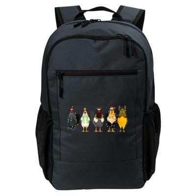 Christmas Chickens Funny Chicks Xmas Lights Cat Santa Hat Gift Daily Commute Backpack