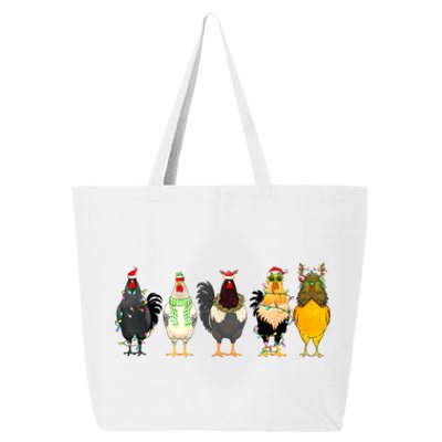 Christmas Chickens Funny Chicks Xmas Lights Cat Santa Hat Gift 25L Jumbo Tote