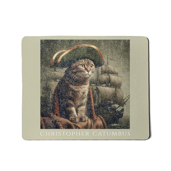 Christopher Catumbus Funny Cat Art History For Cat Lovers Mousepad