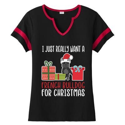 Cute Christmas Frenchie Owner I Want A French Bulldog Cool Gift Ladies Halftime Notch Neck Tee