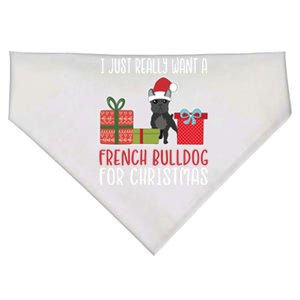 Cute Christmas Frenchie Owner I Want A French Bulldog Cool Gift USA-Made Doggie Bandana