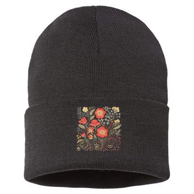 Cute Cottagecore Floral Wildflower Aesthetic Girls Graphic Sustainable Knit Beanie