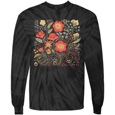 Cute Cottagecore Floral Wildflower Aesthetic Girls Graphic Tie-Dye Long Sleeve Shirt