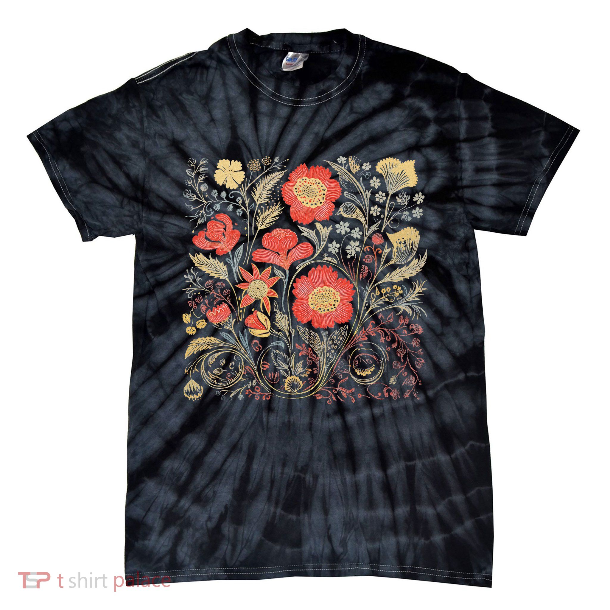 Cute Cottagecore Floral Wildflower Aesthetic Girls Graphic Tie-Dye T-Shirt