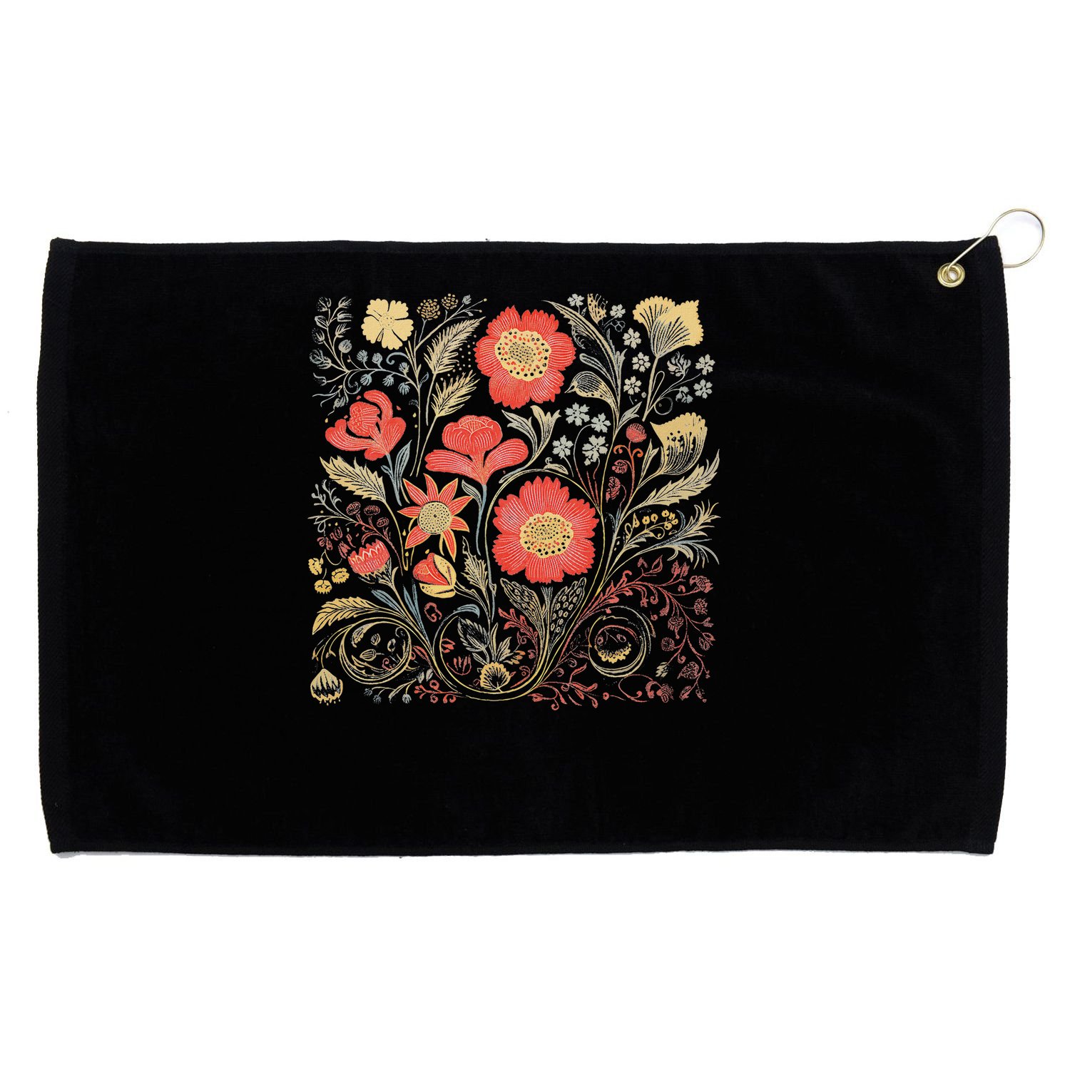 Cute Cottagecore Floral Wildflower Aesthetic Girls Graphic Grommeted Golf Towel