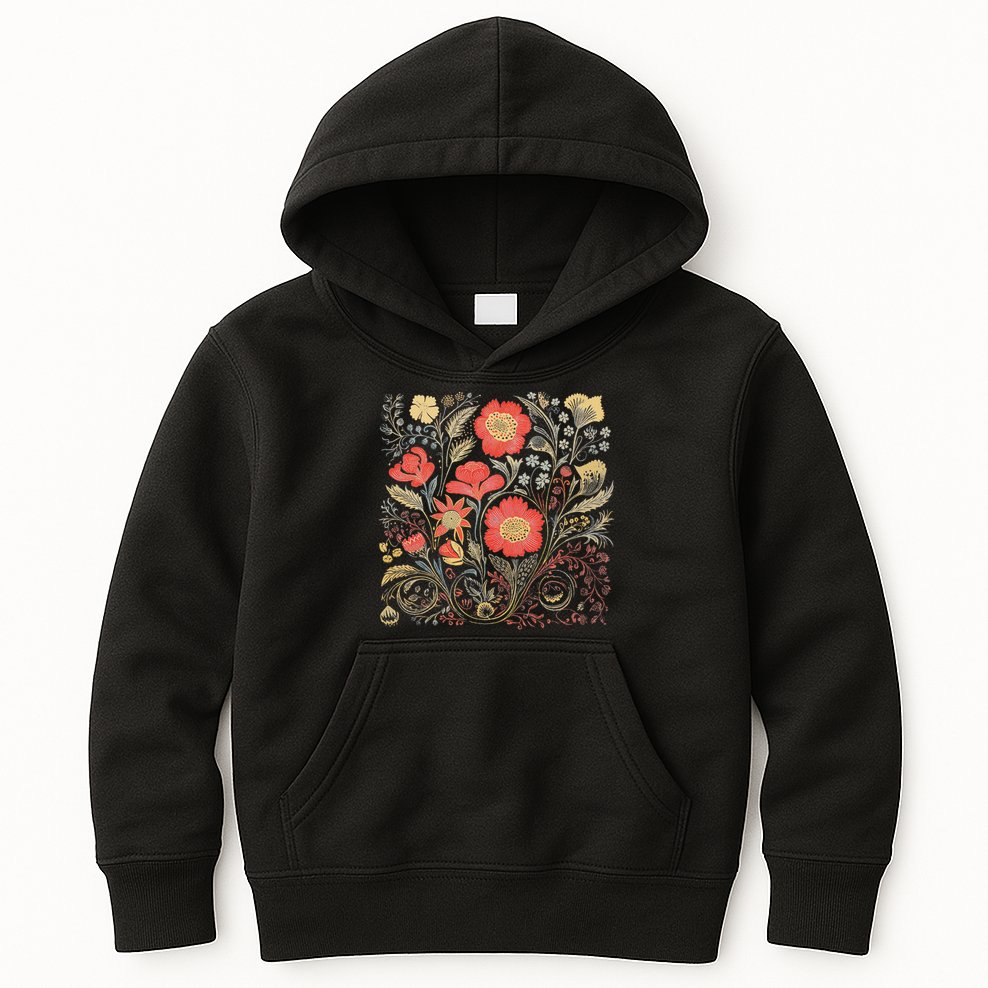 Cute Cottagecore Floral Wildflower Aesthetic Girls Graphic Kids Hoodie
