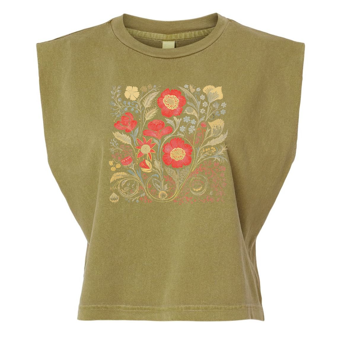 Cute Cottagecore Floral Wildflower Aesthetic Girls Graphic Garment-Dyed Women's Muscle Tee