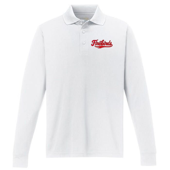 Carthage College Firebirds Classic Athletic Script Throwback Performance Long Sleeve Polo