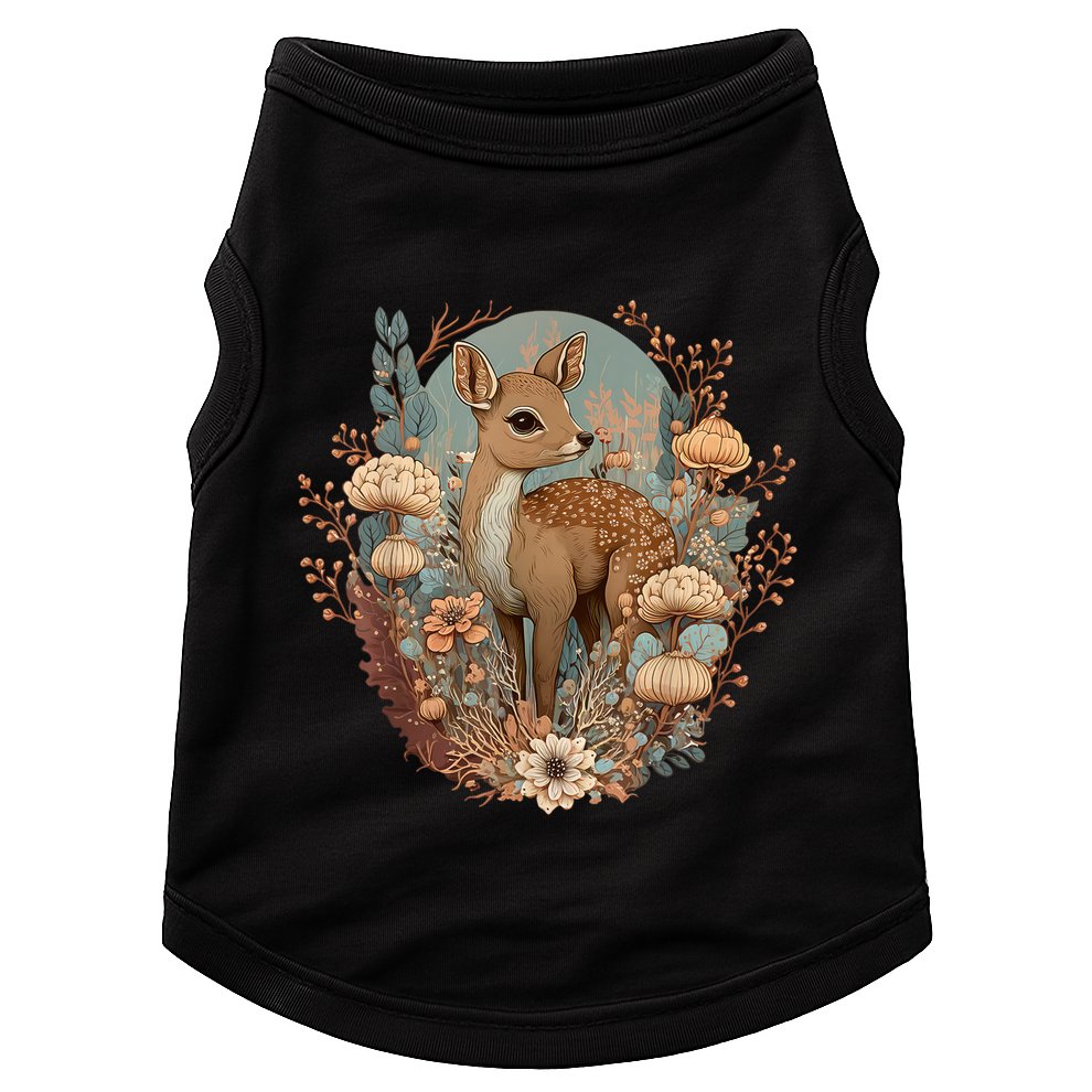 Cute Cottagecore Floral Deer Aesthetic Doggie Tank