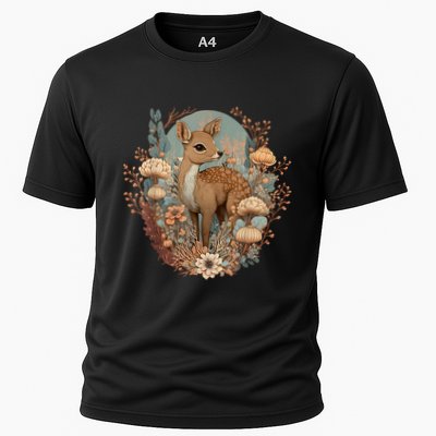 Cute Cottagecore Floral Deer Aesthetic Performance Shirt