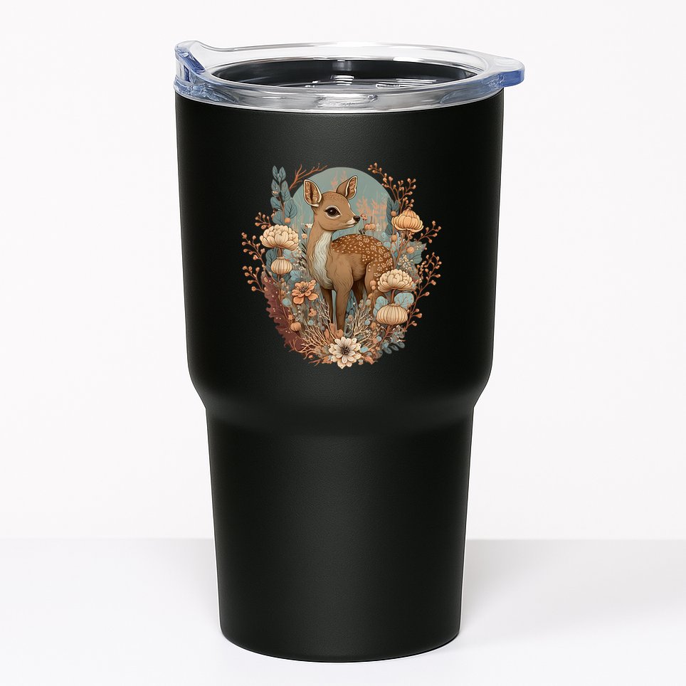 Cute Cottagecore Floral Deer Aesthetic Tumbler
