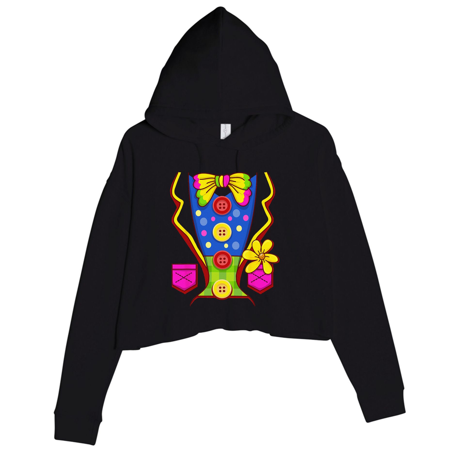 Clown Costume For Funny Funny Halloween Outfit Circus Crop Fleece Hoodie