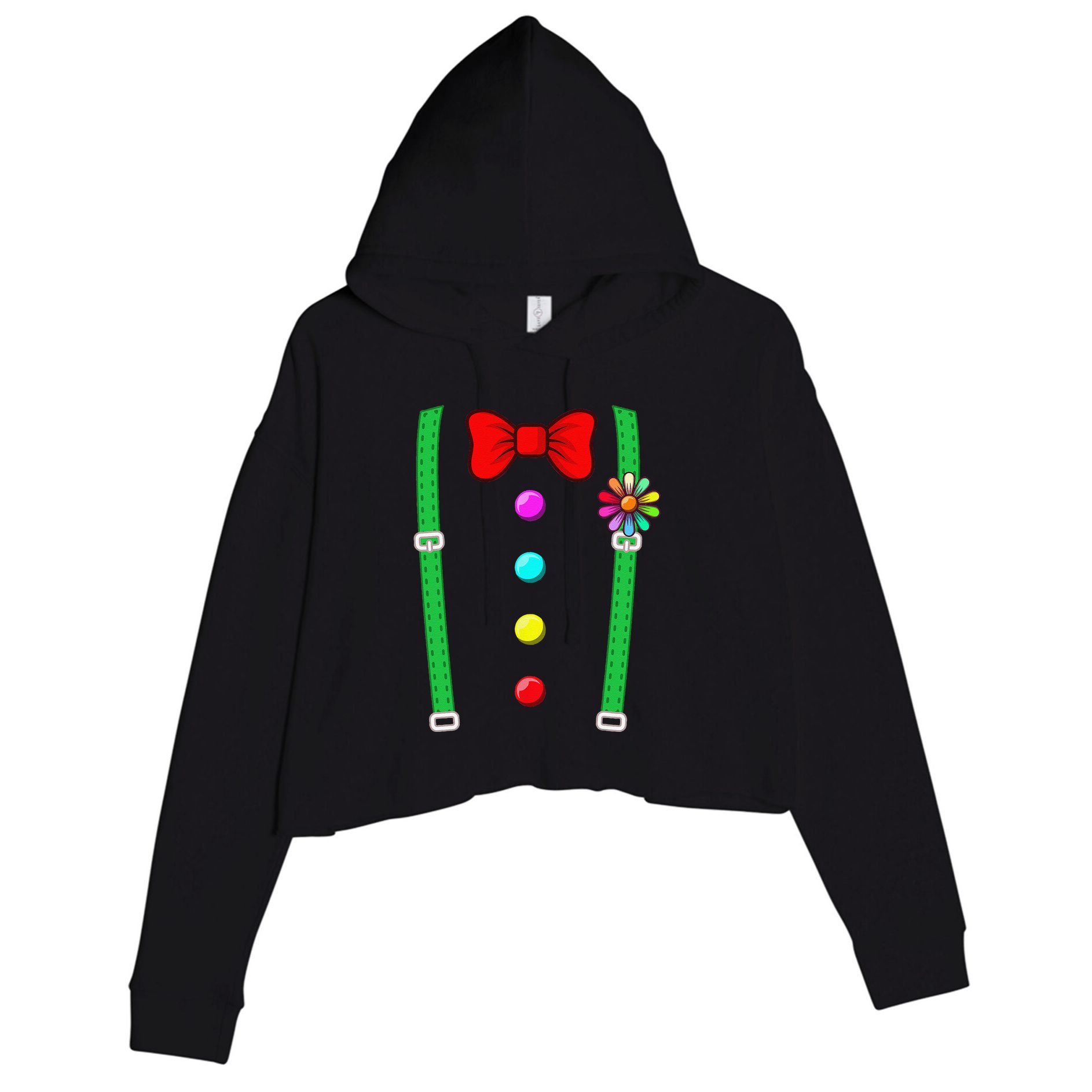 Clown Costume Funny Circus Halloween Costumes Crop Fleece Hoodie