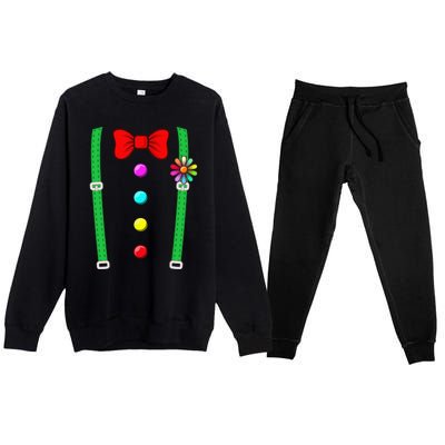 Clown Costume Funny Circus Halloween Costumes Premium Crewneck Sweatsuit Set