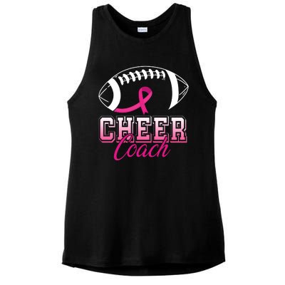 Cheer Coach Football Breast Cancer Awareness Ladies PosiCharge Tri-Blend Wicking Tank