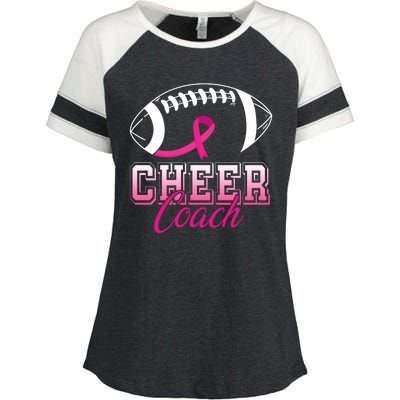 Cheer Coach Football Breast Cancer Awareness Enza Ladies Jersey Colorblock Tee