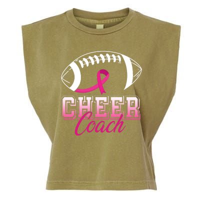 Cheer Coach Football Breast Cancer Awareness Garment-Dyed Women's Muscle Tee