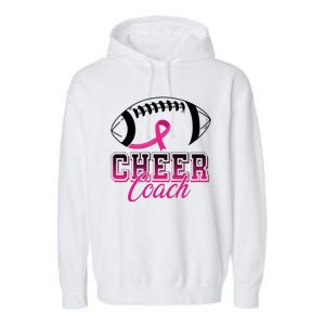 Cheer Coach Football Breast Cancer Awareness Garment-Dyed Fleece Hoodie