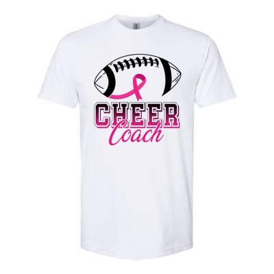 Cheer Coach Football Breast Cancer Awareness Softstyle® CVC T-Shirt