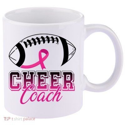 Cheer Coach Football Breast Cancer Awareness 11oz C Handle Ceramic Mug