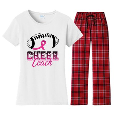 Cheer Coach Football Breast Cancer Awareness Women's Flannel Pajama Set