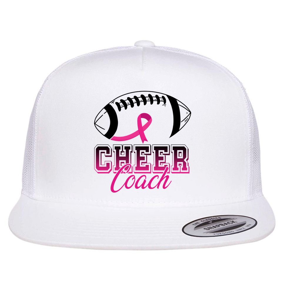 Cheer Coach Football Breast Cancer Awareness Flat Bill Trucker Hat