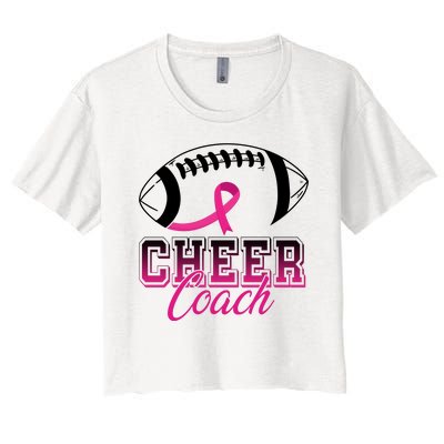 Cheer Coach Football Breast Cancer Awareness Women's Crop Top Tee