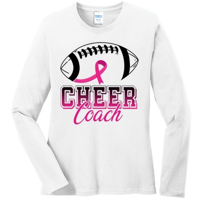 Cheer Coach Football Breast Cancer Awareness Ladies Long Sleeve Shirt