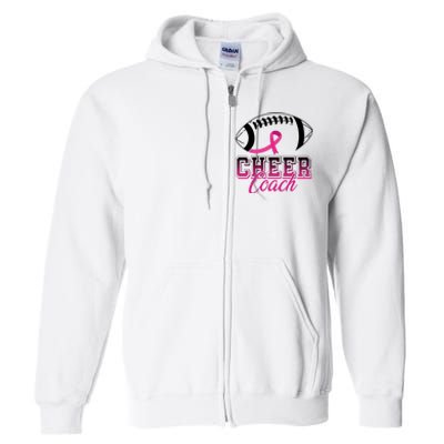 Cheer Coach Football Breast Cancer Awareness Full Zip Hoodie