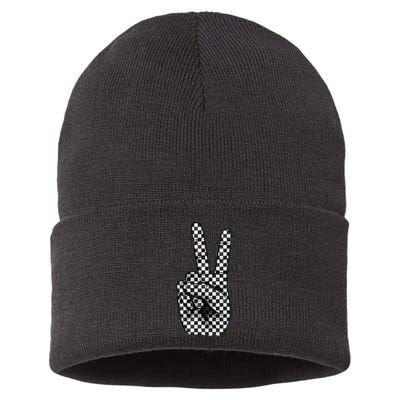 Cool Checkered For Wo Checker Pattern Checkerboard Sustainable Knit Beanie
